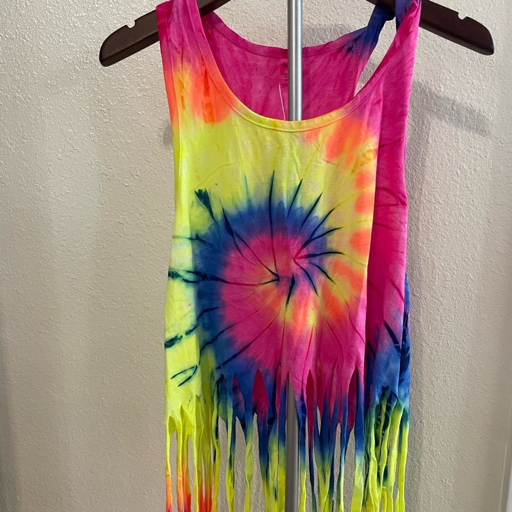 neon tie dye beach cover up